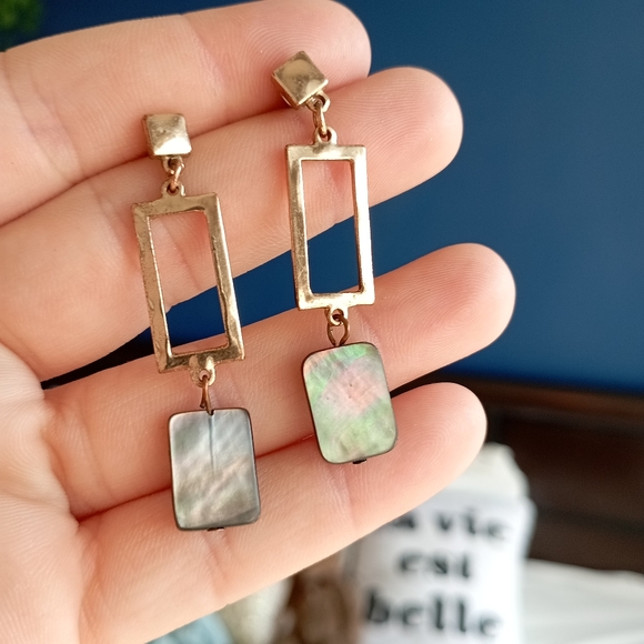 Forever 21 Jewelry - Gold Paua Shell Earrings